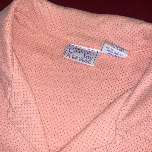 Casual Joe Haband Beige/Salmon Button-Up Short Sleeve Vintage Shirt Size Medium - Picture 2 of 8